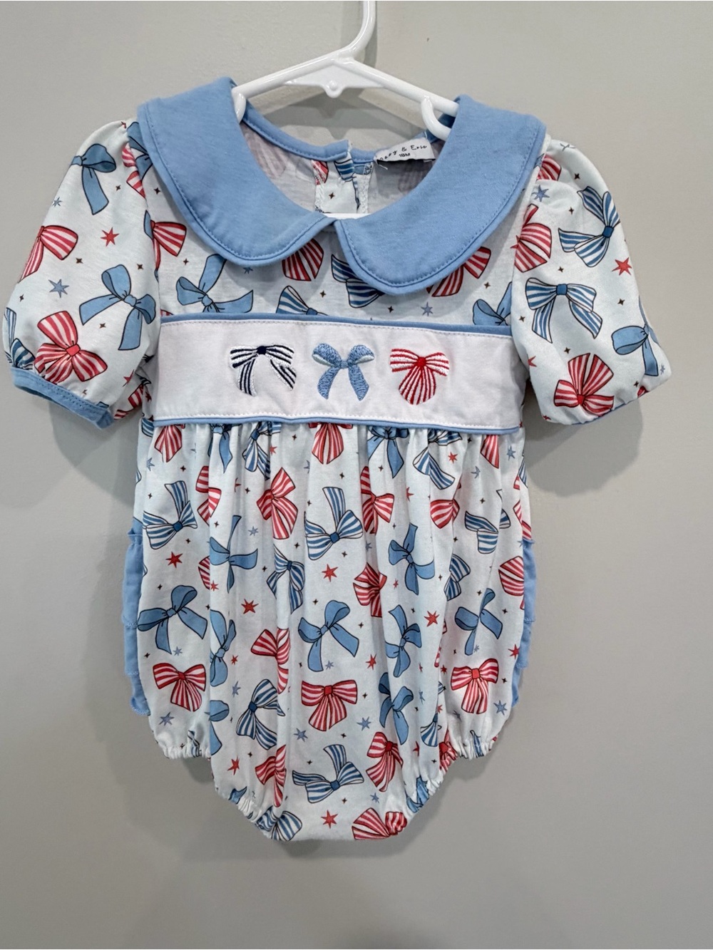 Abby & Evie Patriotic Bow Bubble Romper | 18 Months